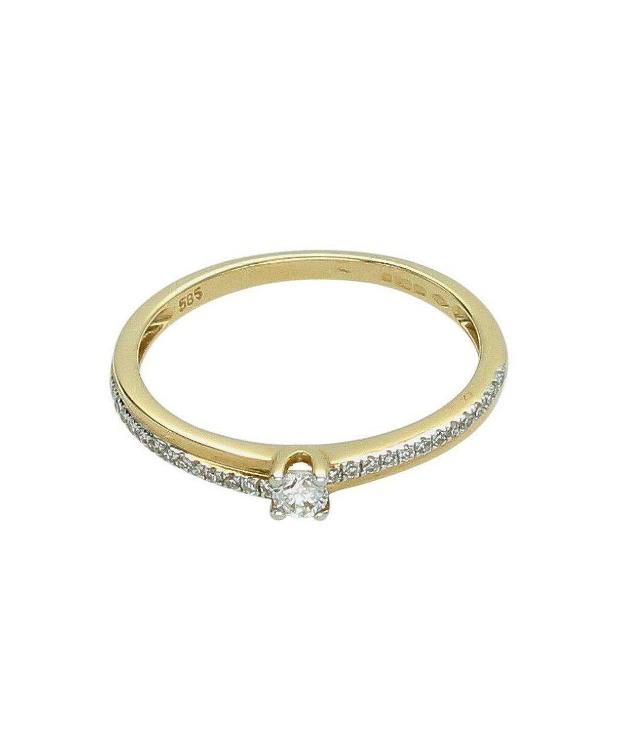 Pierścionek zaręczynowy złoty 585 z diamentami   Diament 0,10 ct + 26 diamentów  Certyfikat diament.jpg